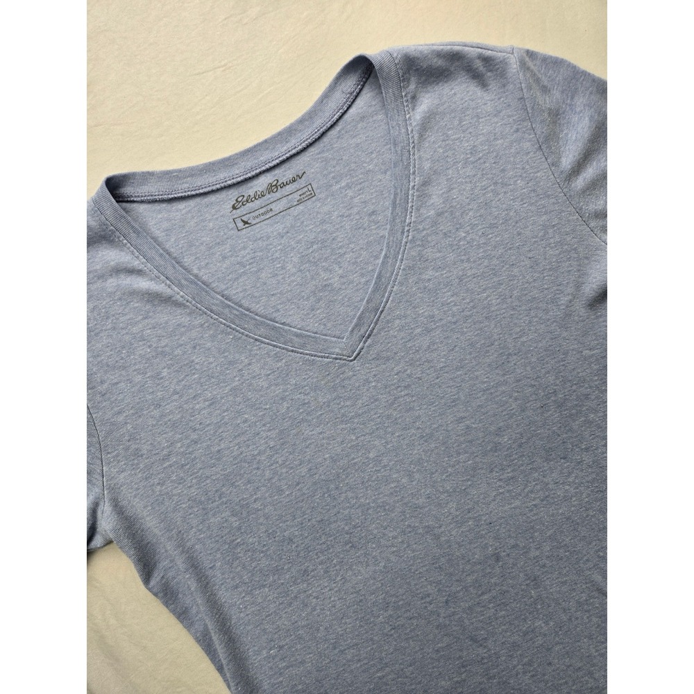 Eddie Bauer V Neck‎ T Shirt Lilac Cotton Polyester Blend Short Sleeve Top M